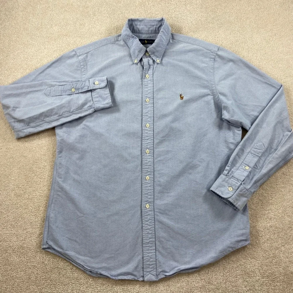 Ralph Lauren Button Down Shirt Mens Large Blue Oxford Long Sleeve Pony Logo